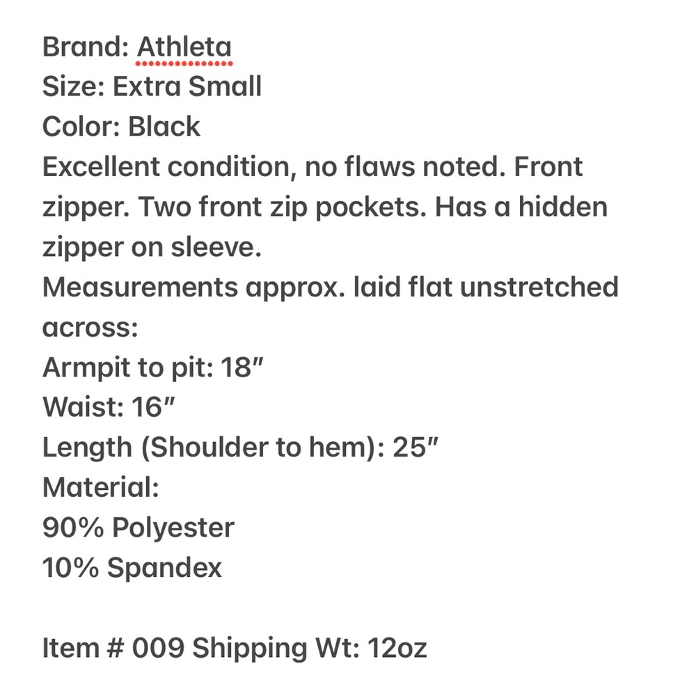Athleta Black Lightweight Jacket Size XS - Picture 6 of 6